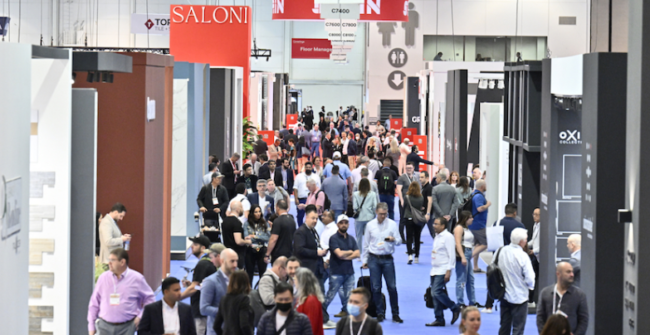 Coverings 2023 expo showing new tile, natural stone, and more